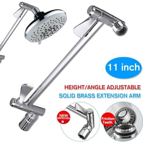 11inch Extension Shower Arm Solid Brass Connecting Rod Height Angle Adjustable Wall Arm Bathroom Fixture Accessories