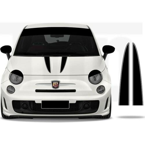 2 Pcs Car Hood Bonnet Stickers Body Door Side Skirt Stripes Decal For Fiat 500 Auto Decorate Vinyl Film Car Stylish Accessories