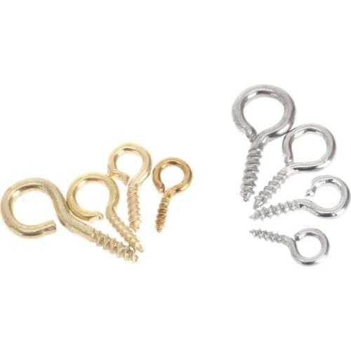 200pc 0# 03# 04# 05# Metal Small Mini Eye Pins Eyepins Hook Eyelets Screw Clasps Jewelry Findings Threaded Hardware Gold/Silver