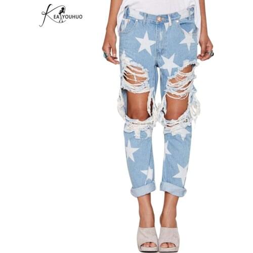 2020 Summer Middle Waist Female Ripped Jeans For Women Straight Casual Fashion Pants Denim Loose Mom Jeans Skinny Jeans Woman