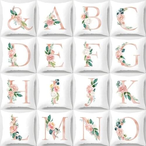 45*45cm Pink 26 Letter Pillow Case Pillow Cushion Cover Throw Pillows Sofa Living Room Cushions Home Decor