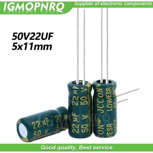 50PCS 50V22UF 5*11mm igmopnrq Aluminum electrolytic capacitor high frequent low impedance 5x11mm
