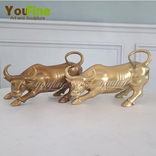 21.5*13*14cm Bronze Bull Sculpture Bronze Statue Wall Street Charging Bull Figurines Art Crafts Home Office Decoration Ornaments