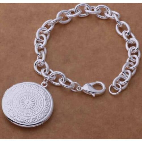 AH288 Wholesale Lucky Silver Color Charm Bracelets For Women Popular Fashion 925 Jewelry Carving Round Card /eloancva Anxajfea
