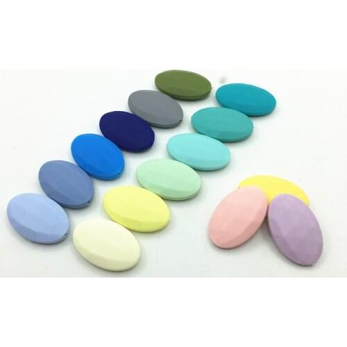 Free Shipping Flat oval silicone beads 50PC/lot, mix and match colour silicone chew necklace bead