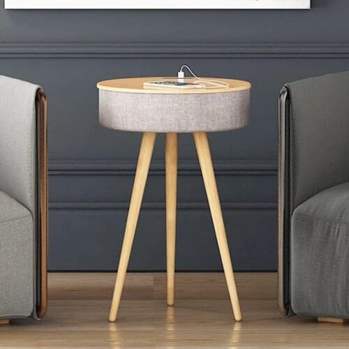 HIFI Wireless Bluetooth Charging Speaker Bedside Table Subwoofer Small Round Table 4D Surround Sound With LED Sensor Light