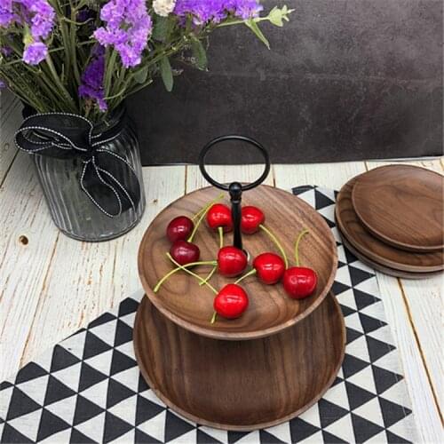 Black nutcracker tray dried fruit cake tray sitting room fruit snack plate European double fruit plate solid wood snack plate