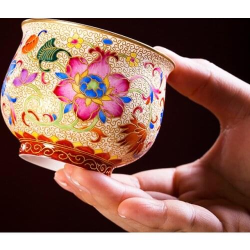 Jingdezhen Cloisonne Enamel Ceramic Cup Tea Cup Ruyi Cup Tea Cup Master Cup Handmade Small Tea Cup Single Cup