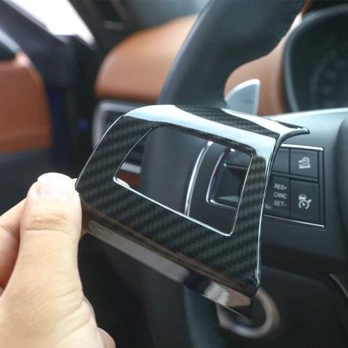 Carbon Fiber Steering Wheel Button Decoration Frames Cover Trim 2pcs For Maserati Ghibli For Quattroporte 2016