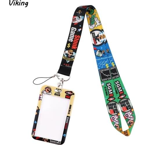 G1849 Cartoon Funny Rich Man Card Holder ID Holder Bus Card Holder Staff Card With Lanyard