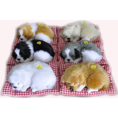Simulation Animal Toy Sleeping Dog Model Kids Plush Stuffed Doll with Sound