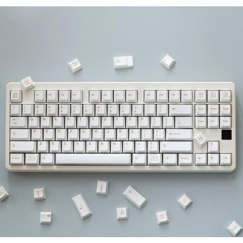 Golden Character Pure White Keycaps For Cherry Mx Gateron Kailh Box TTC Switch Mechanical Keyboard Cherry Profile PBT Key Caps