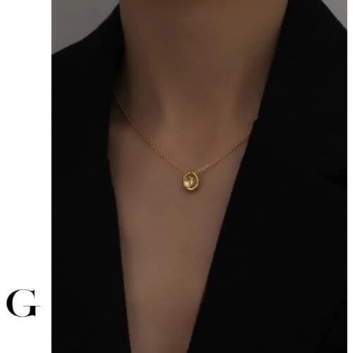 GHIDBK 2021 Hot Sale Stainless Steel Irregular Bowl Pendant Charms Chokers Necklaces for Women Minimalist Dainty Fashion Jewelry