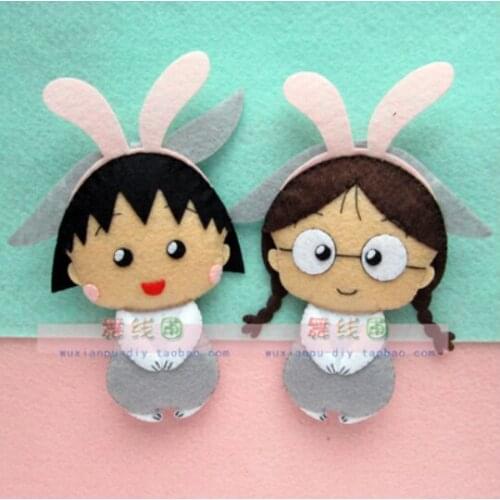 Little Jade Rabbit Doll with Cherry Pills Felt kit Non-woven cloth Craft DIY Sewing set Felt Handwork Material DIY needlework
