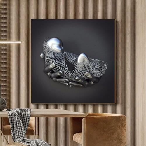 Metal Figure Statue Wall Art Posters and Print Abstract Baby Canvas Paintings Picture on The Wall for Living Room Home Decor