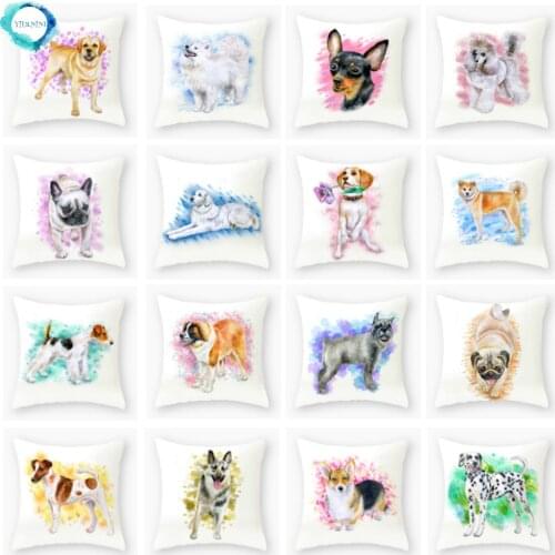 Cartoon Animal Cat Dog Pattern Decorative Polyester Throw Pillow Cushion Cover Car Home Decor Sofa Chair Pillowcase 45X45CM