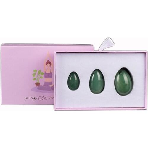 Natural Jade Yoni Egg Set Vaginal Muscles Tightening Ball Women Kegel Exerciser Egg Jade Ben Wa Ball With Box Hygiene Products