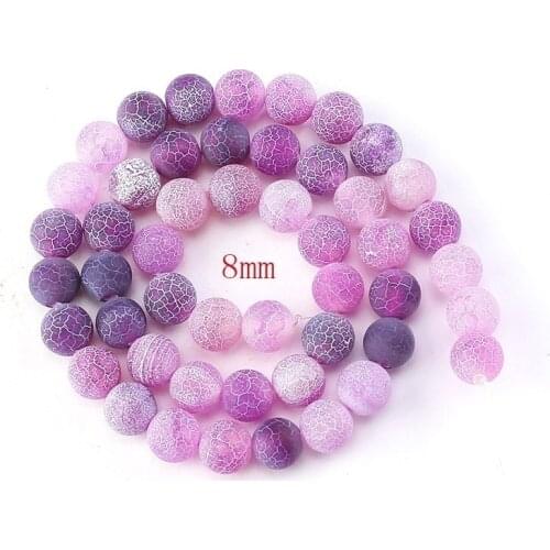 Natural Round Beads Purple Weathered Agate Loose Bead 4/6/8/10mm for DIY Jewelry Making Bracelet Accessories