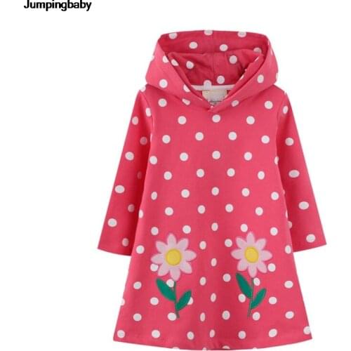 2021 Girls Dress Kids Clothes Hooded Autumn Winter Dresses Floral Embroidery Vestidos Sukienki Vetement Fille Meisjes Kleding