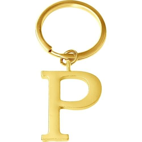 Popular Long Chain Metal Letter DIY Keychain Uppercase Alphabet P Charm Key Chain FIT unisex Gift Key holder