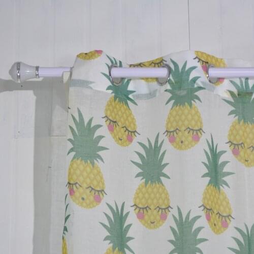 FMH Sheer Curtain Panels for Living room Bedroom French Window Faux Linen Tull Printed Pine Apple with Tiebacks Free