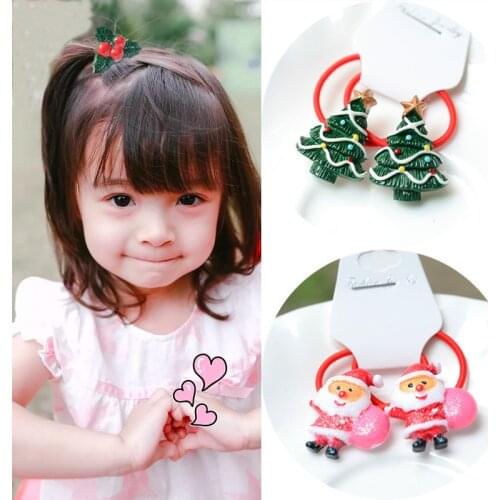Christmas Series Hair Accessories Cartoon Head Rope Girls Hair Rope Colored Rubber Band Decorations New Elastic Hair Bands