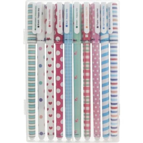 10 Pcs/Set Color Pen Flower Animal Starry Star Flora Colored Needle Pen 0.5mm Cute pens for student Korean Stationary