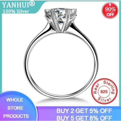 With Certificate Original 925 Silver Wedding Ring Heart Claws Natural 1 Carat Zirconia Diamond Rings For Women Engagement Gift