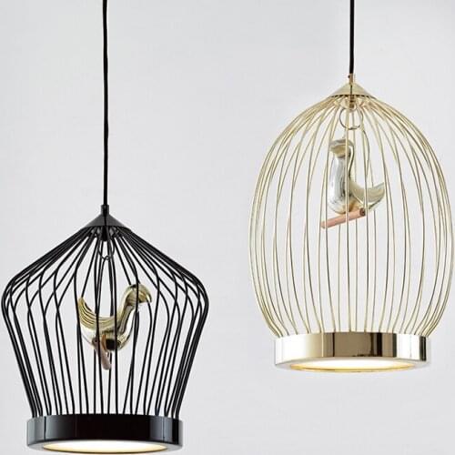 Nordic golden bird cage pendant lights European creative living room dining room lamp post modern LED art pendant lamp CL42201