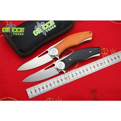 GREEN THORN MADE DARK Flipper Folding Knife D2 Blade G10 Handle Outdoor Camping Hunting Pocke Fruit Survival EDC Tools