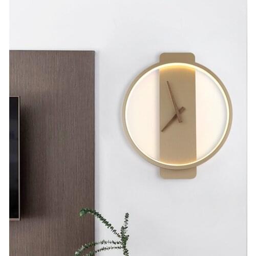 Modern Silent Wall Clock LED Lamp Wall Art Living Room Watches Living Room