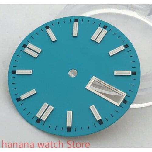 BLIGER Sterile 29mm dial date kit is suitable for NH36 night plate parts male watch movement dial Cyan