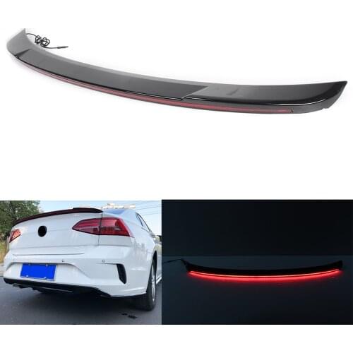 Streamer Style Car Rear Tail Trunk Spoiler Wing ABS Lip Cover Spoilers w/ LED Red Taillight Brake Lights For Ford Focus 2019