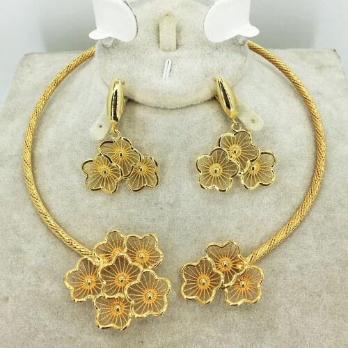 High quality Italian gold colored jewelry for womens African bead jewelry jewelry fashion necklace earrings bracelet jewelry