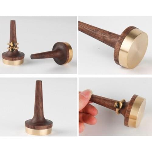 High Quality Wooden Ring Holder Black Walnut Wood Ring Display Brass Stand Engagement Ring Jewelry Modern Display Holder
