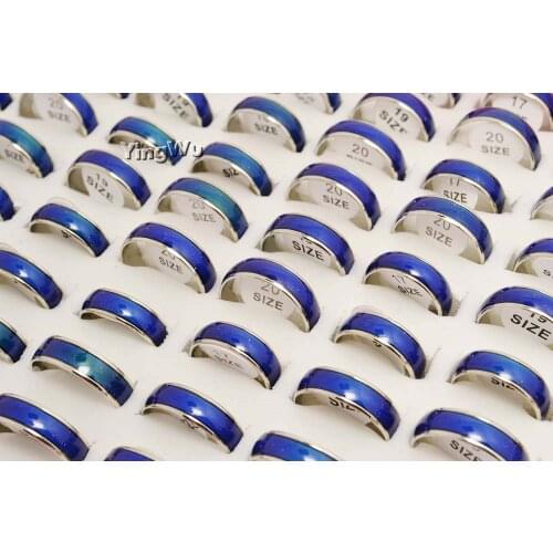 Yingwu 10pcs Wholesale Lot Fashion Lovers Ring Changing Color Mood Rings Feeling / Emotion Temperature Ring Smart Jewelry Gifts