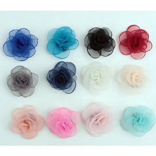 Yundfly 10pcs/lot Chiffon Burning Rose Flowers for Diy Headband Clips Kids Girls Headwear Cute Handmade Hair Accessories