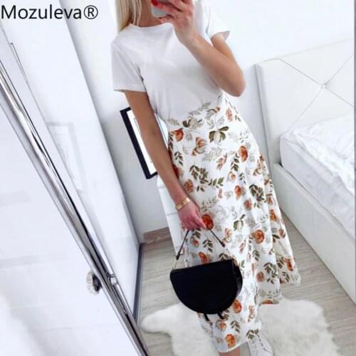 Mozuleva 2021 Spring Summer High Waist Chiffon Women Midi Skirts Casual Floral Print Female Skirt Maxi Beach Tutu Skirt femme