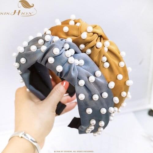 SISHION 2021 Sweet Nail Pearl Headband New solid Wild Trend Head Pearl headband for Women Jewelry Gift SP0326