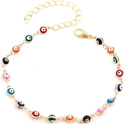 2 colors Turkish Evil Eye Anklets for Women Fashion Handmade Foot Beads Bracelet bijoux Femme Ethnic Anklets Jewelry