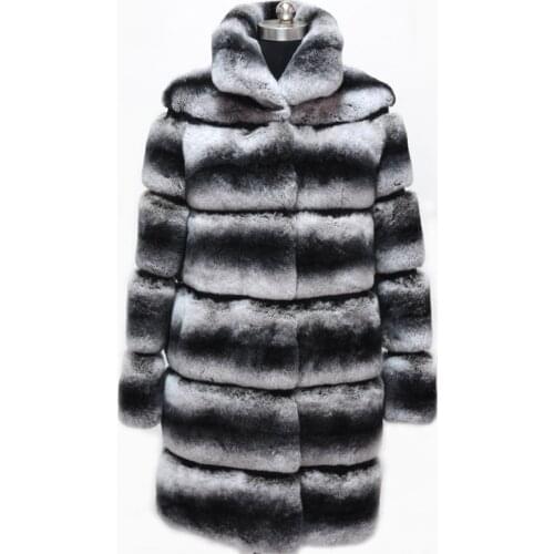 Winter Jacket Women Casual 2020 Real Fur Coat Natural Rex Rabbit Fur Thick Warm Streetwear Casual Striped Stand Collar Luxury