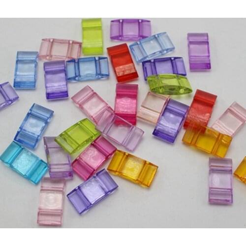100 Mixed Color Transparent Acrylic Square 2-Hole Beads 18X9mm