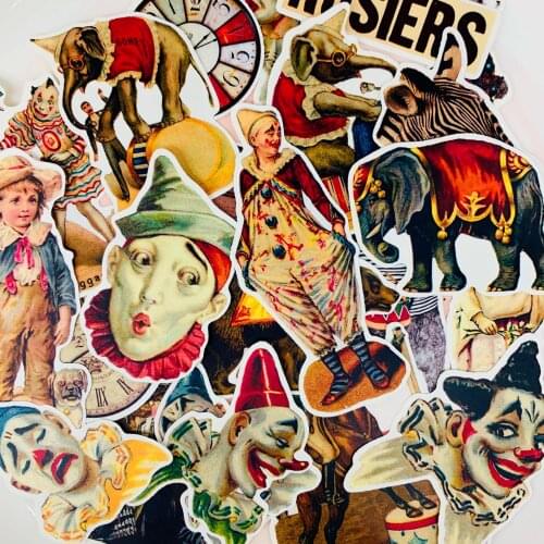 23pcs/pack European American style Circus clown Vintage Decoration Stickers DIY Planner Diary Scarpbooking Index Lable Sticker