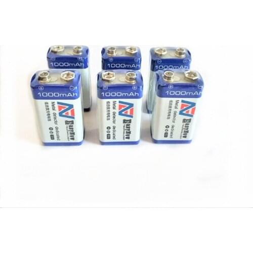 6pcs/lot 1000mAh 9V rechargeable battery 6F22 USB lithium ion battery instrument childrens toy rechargeable battery