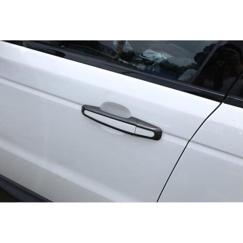 8pcs Carbon Fiber ABS Exterior Car Door Handle Cover Trim For Land Rover Discovery Sport LR5 LR4 For RR Sport Evoque Vogue LR405