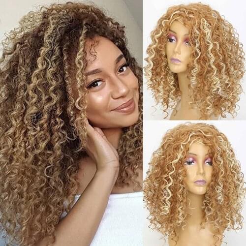 Afro Kinky Curly Synthetic Wig Ombre Color Elengece Hair Style Short Bob Wig Middle Length For Women Girl Daily Life Aidaiya