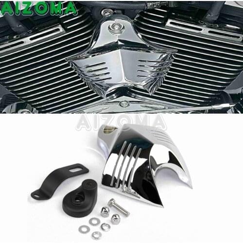 Billet Aluminum Motorcycle Chrome V-Shield Horn Cover For Harley Big Twins / Evo/ Twin Cam 1992-2012