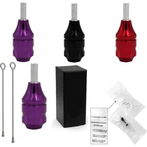 28mm Aluminum Tattoo Machine Kit Grip Tube 2 Pc Cartridge Needle For Hawk Pen Style