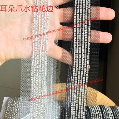 Shiny crystal mesh lace ribbon for garments and dress decoration coat sewing rhinestone lace trims DIY handcrafts supplies