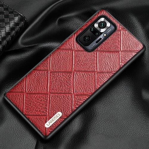 Genuine Rhombus Leather Case for Xiaomi Redmi Note 10 Pro 9 8 pro 9s 7 Cover For Mi 11 10 Ultra 9T 10T Lite 9 Poco X3 Pro F3 M3